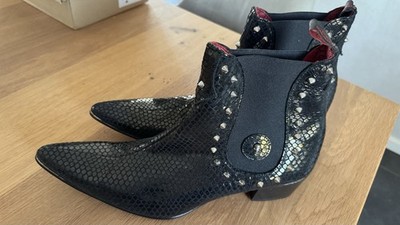 Jeffery West Muse Sylvian Studded Zip Boot Black UK12 Wie Neu