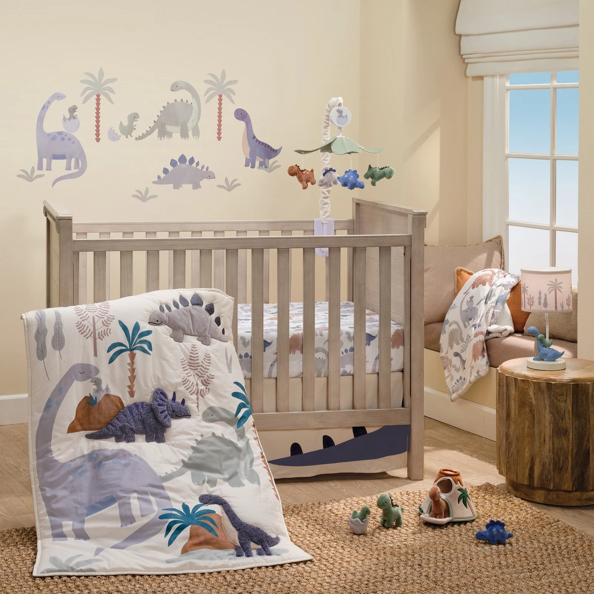 Aminata kids Dino, biancheria da letto 135 x 200 cm, per bambini, in