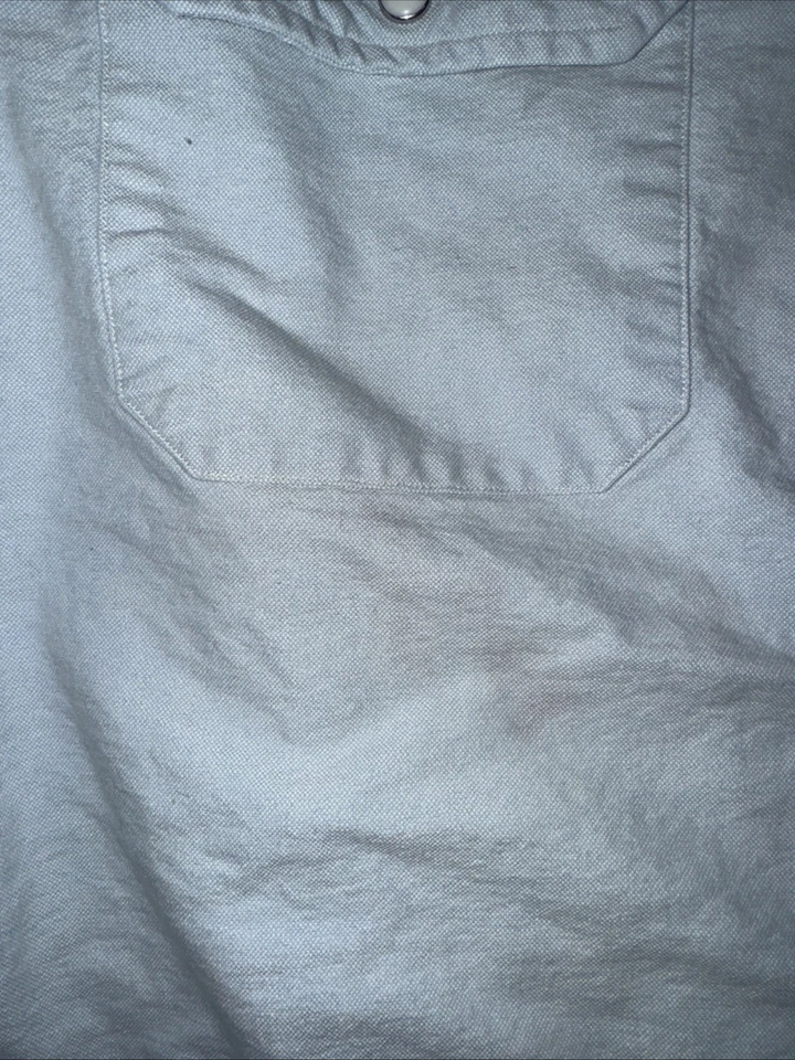 Camisa Oxford Rivay NYC Pearl Snap Azul Pequeña 20x26 Doble Bolsillo Hecha en EE. UU. Foto 3 de 4