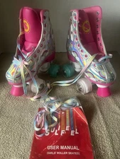 SULIFEEL Rainbow Unicorn Size EU 34 Adjustable Light up Roller Skates for Girls