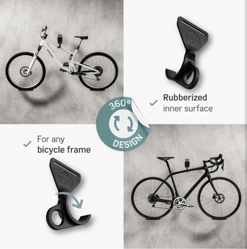 Borgen Bike Wall Mount For E-Bikes, MTB & Road Bicycle Wall Mount 3 Pack - Picture 3 of 8