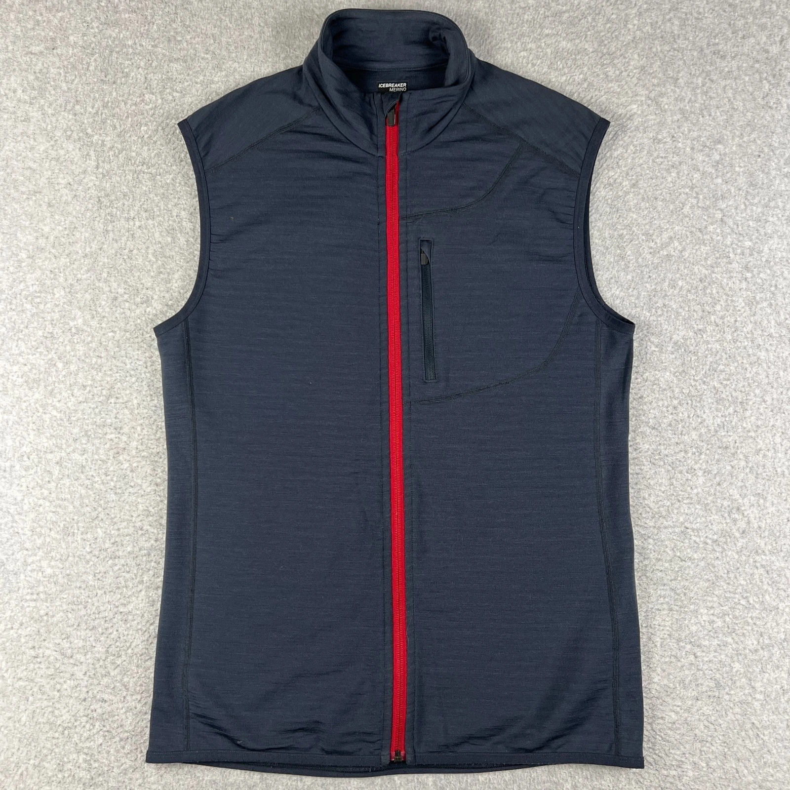 Icebreaker Merino Wool GT Full Zip Vest Medium Mens Blue Hiking Outdoors Jacket