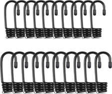 20Pc Black Coated Bungee Cord Hooks 1/4 & 3/8 Inch Wire Elastic Rope Hooks Set