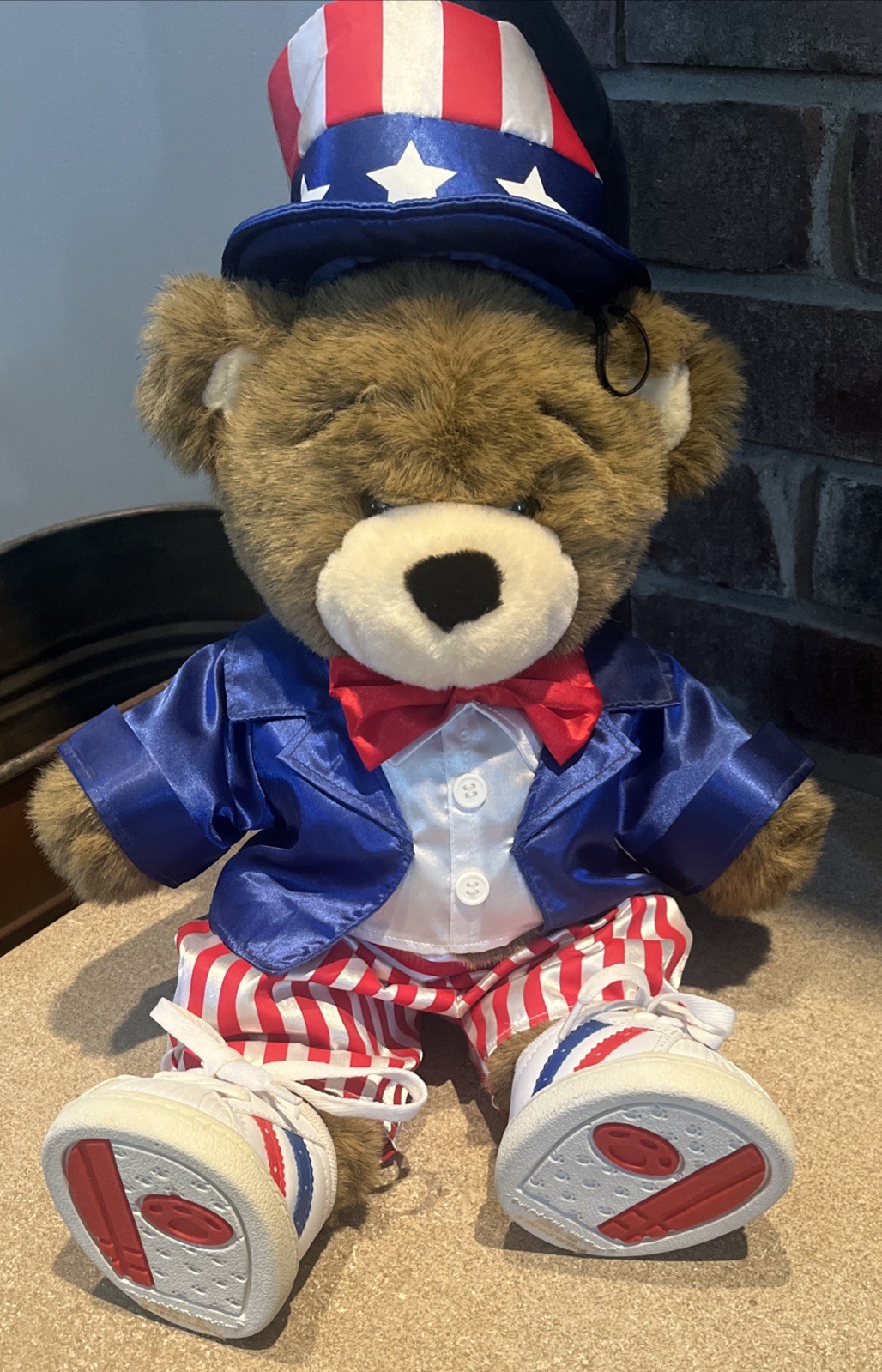 Build A Bear Brown Bear in Patriotic American Outfit EUC Plush Stuffed Animal
