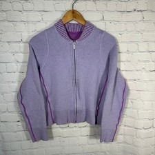 Lululemon Double Knit Reversible Sweater Full Zip Jacket Purple Lilac Size 8