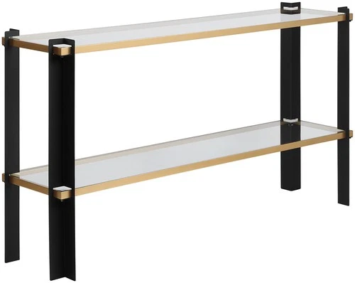 Uttermost 50073 Cunene 60"W Glass and Metal Table - Gold - Picture 1 of 5