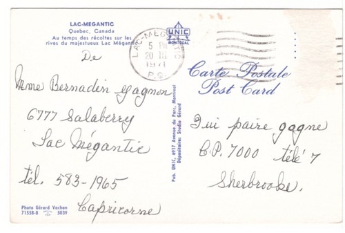 Farmland, Lac-Megantic, Quebec Vintage 1971 Chrome Postcard - Picture 2 of 2