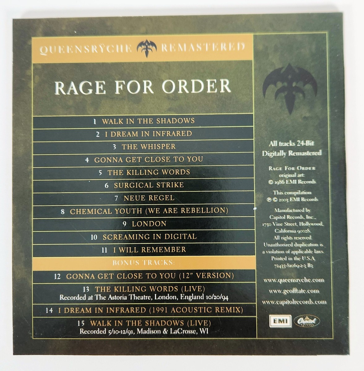 QueensrycheクイーンズライクRevolution CallingBox Queensrÿche – Revolution Calling – Box Set 9 x CD, 2003