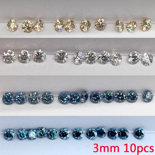 3~6MM 10Pcs Round Loose Moissanite Stone VVS1 Colour Gemstones Pass Diamond Test - Bild 6 von 15