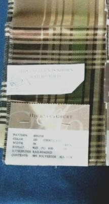 HIGHLAND COURT Fabric Sample 800151H Chocolate Plaid 25 x 26 Poly-Silk USA