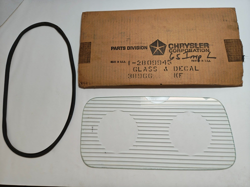 1965 Chrysler Imperial Left Side Headlight Bezel Glass Cover & Decal 2809945 NOS - Picture 3 of 7