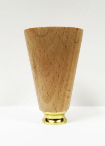 Lamp Finial-SOLID BEECH WOOD TAPERED CYLINDER-W/Dual Thread Base-Polished Brass - Bild 2 von 5