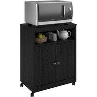 Black Microwave Kitchen Cart Mobile Stand Island Shelf Rolling Wood Storage Black Microwave Kitchen Cart Mobile Stand Island Shelf Rolling Wood Storage