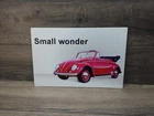 Vintage VW Volkswagen Beetle Convertible Cabriolet Small Wonder Tin Sign Garage