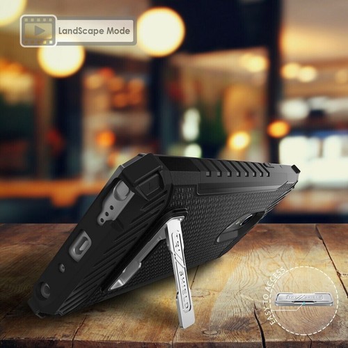 Tri-Shield Rugged Case Cover Stand + Belt Clip Holster for LG Q Stylus, Stylo 4 - Picture 2 of 13