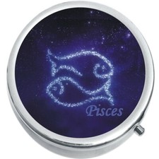 Pisces Zodiac Stars Medicine Vitamin Pill Box