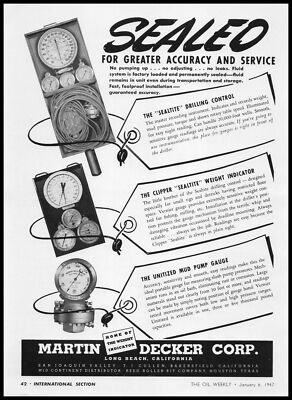 1947 Martin Decker Long Beach California Oil Well Controls Pumps Gauges Print Ad