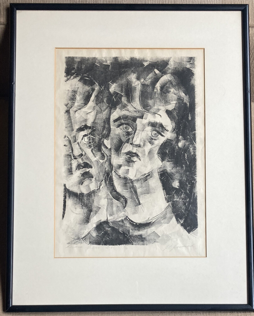 RARE Vintage 1961 Artist JC Zikmund Charcoal Drawing Signed Ltd Ed