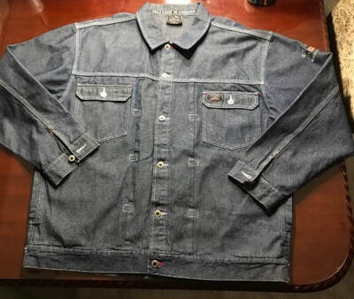 U.S. Polo Assn 1890 Blue Metallic Mens Size XLarge Jean Jacket  100% Cotton