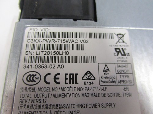 Cisco Switch Power Supply C3KX-PWR-715WAC 715 Watt AC Power Supply Router - Afbeelding 6 van 7