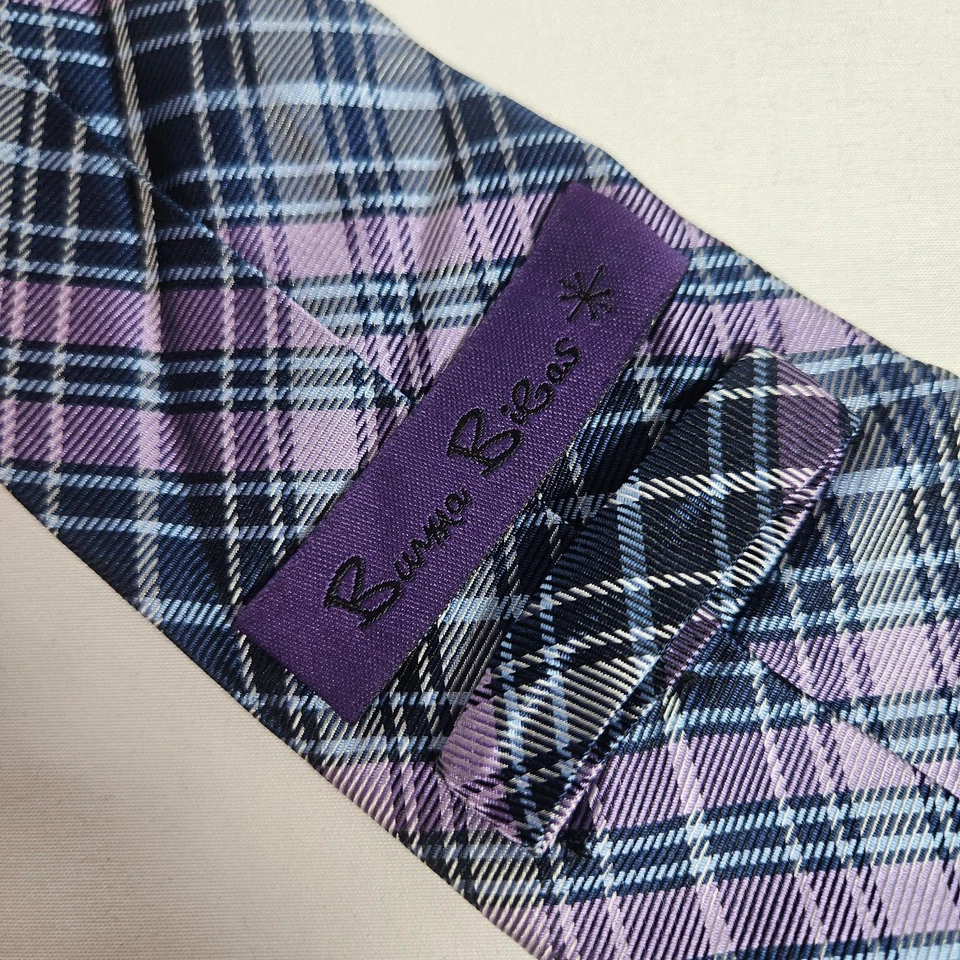 Corbata Birmania Bibas 100 % seda para hombre geométrica púrpura 3,25" x 63" extra larga Foto 4 de 4