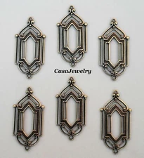 #3508 ANTIQUED GOLD 2 RING CELTIC STYLE CONNECTOR - 6 Pcs