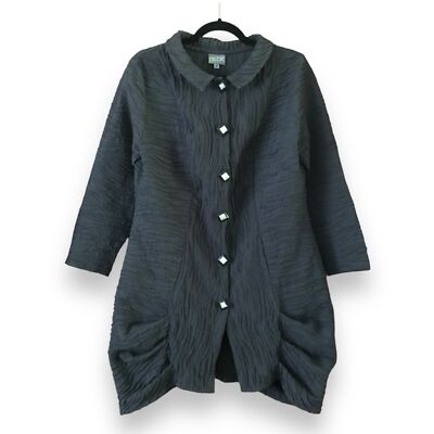 Niche Nilgn Derman Riverbend Textured Gray Long Jacket Lagenlook Size Small