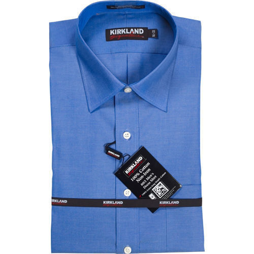 NWT KIRKLAND NON IRON 80/2 PLY SPREAD COLLAR DRESS SHIRT FRENCH 