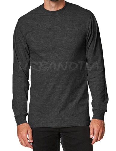 Herren Heavyweight Baumwolle Langarm Rundhals T-Shirt Uni Tee S-5XL - Bild 6 von 15