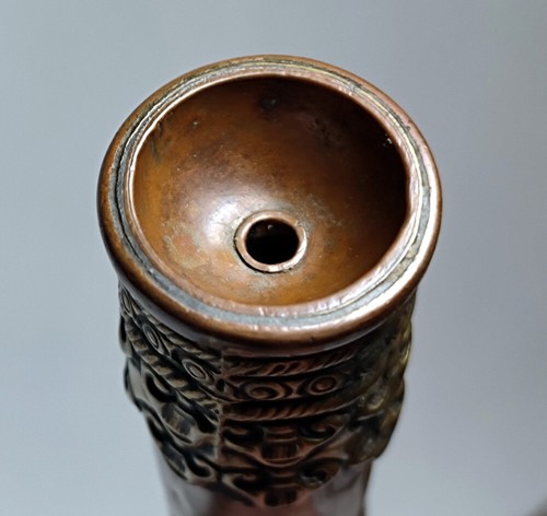 Real Tibet 1800s Old Antique Buddhist Copper Dragon Head Trumpet Horn Kangling - Picture 5 of 14