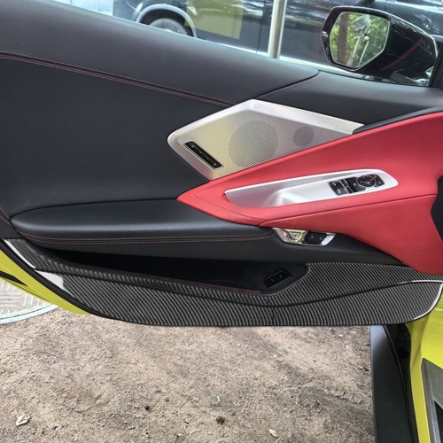8Pcs Real Carbon Fiber Interior Door Panel Cover For Chevrolet Corvette C8 20-25 - Picture 3 of 24