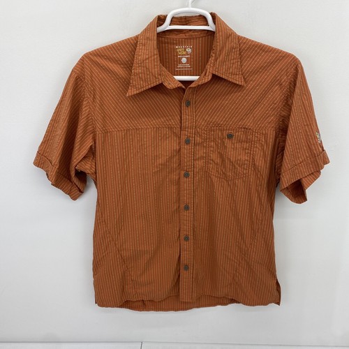 Mountain Hardwear shirt Men Large Red Orange Nylon fishing hiking Zipper Pocket - Picture 2 of 13