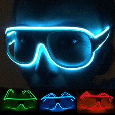 EL Wire Ultimate Rave Diffraction Glasses Fancy LED Neon Light Up Club Gorgeous