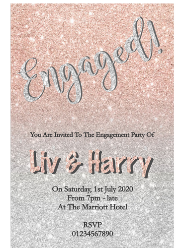 10 Personalised Glitter Engagement Wedding Birthday Baby Shower Invitations - Picture 13 of 24