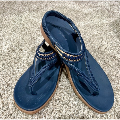 Littleplum Damengröße 9 bequeme Fußgewölbesandalen elastische Flip-Flops Schuhe