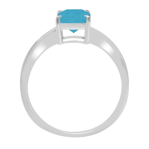 2.5Ct Radiant Cut Simulated Turquoise Solitaire Engagement Ring, 14K White Gold - Picture 9 of 11