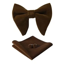 Bow Ties for Men Pre-Tied Bow Tie Vintage Tuxedo Oversized Velvet Bow Coffee