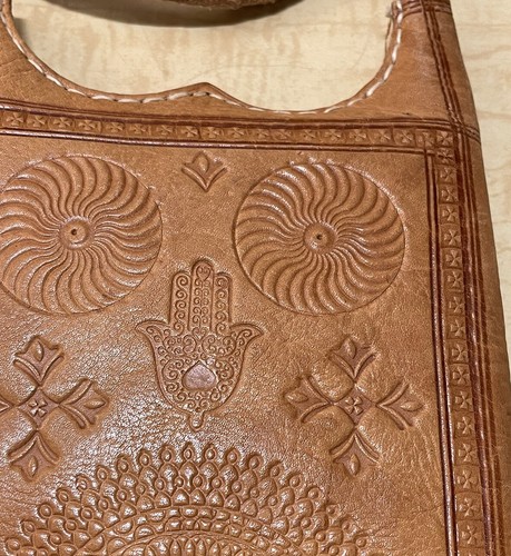 Handmade Hand Stamped Leather Purse Pull Out Purse w/ Fringe Tassel 8” X 5.5” - Picture 6 of 21
