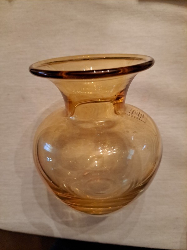 Vintage Set Of Two Miller Rogaska Reed & Barton Yellow Amber Crystal Glass Vases