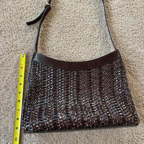 ETIENNE AIGNER Handtasche braun gold Vintage 80er 90er mittel geflochten Leder Schulter - Bild 7 von 11