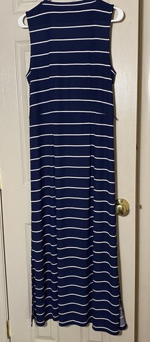 Talbots ärmelloses Maxi Maritim Kleid - Knopfleiste blau weiß Streifen L ohne Gürtel - Bild 4 von 4
