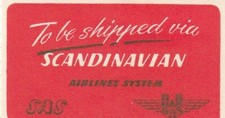Airmail-Vintage small shipped via - Scandinavian Airways - Label (5,2 * 3,0 cm)