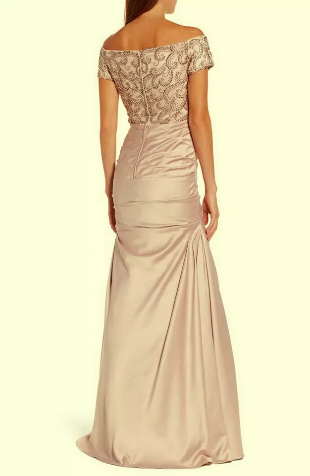 Платье La Femme с бисером размер 8 золотистый акцент шампанское с ручкой - Изображение 2 из 4