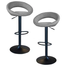 AmeriHome Classic Charcoal, Gray Fabric Bar Stool Set