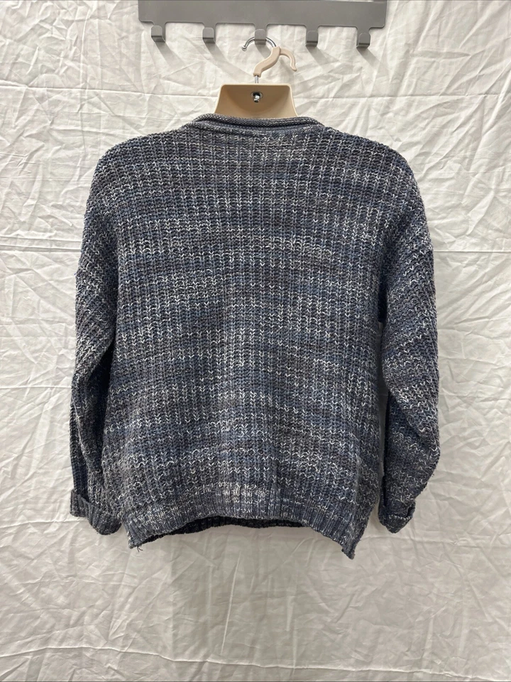 Suéter Vintage Ediciones Básicas Talla Grande Gris Tejido con Cable Mezcla de Algodón HECHO EN EE. UU. Foto 4 de 4