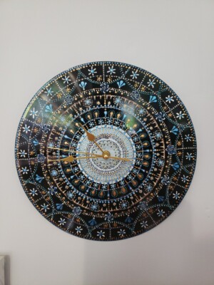 Handbemalte Mandala 12 Zoll Uhr. Upcycling von Lp