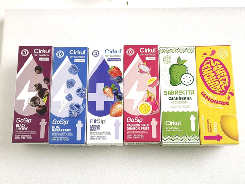 Cirkul GoSip Sip Cartridge Variety Flavor Caffeine Exp 9/2026 Sealed Boxes X6