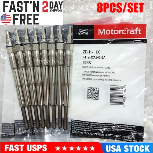 8PCS Genuine Motorcraft ZD-11 F4TZ-12A342-BA Glow Plugs For F250 F350 E-350 7.3L - Picture 1 of 8