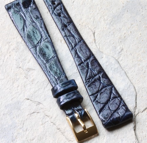 Midnight Blue Vintage Uhrenarmband Damen 14mm Echt Krokodil European Made NOS - Bild 1 von 3