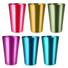 Anodized Aluminum Tumblers Drinking Glasses Vintage Metal Cups Multicolor 6 pcs